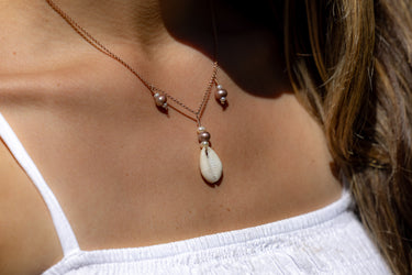 Cowrie Shell + Freshwater Pearl Necklace